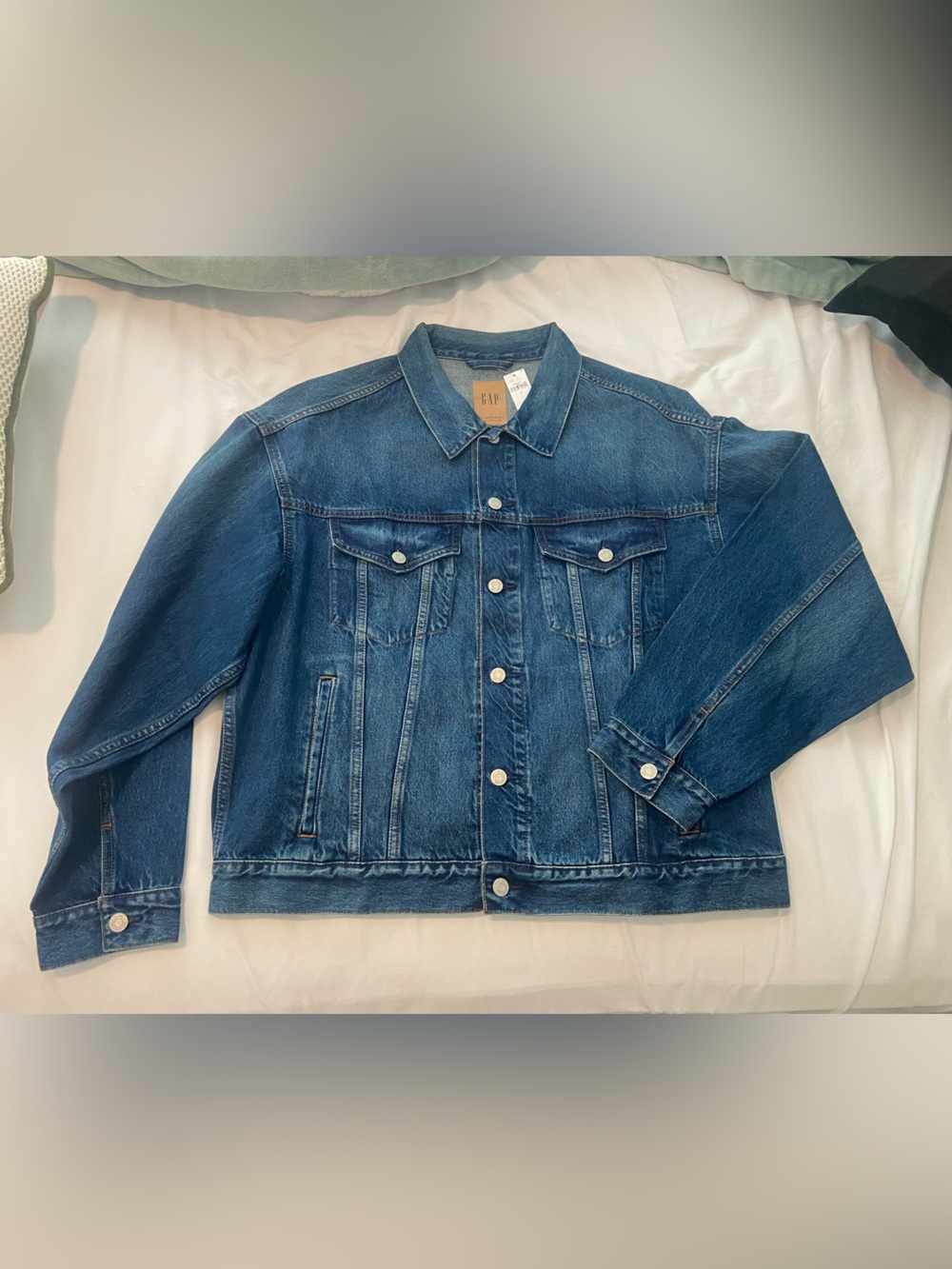 GAP Oversized Denim Jacket in Medium Blue